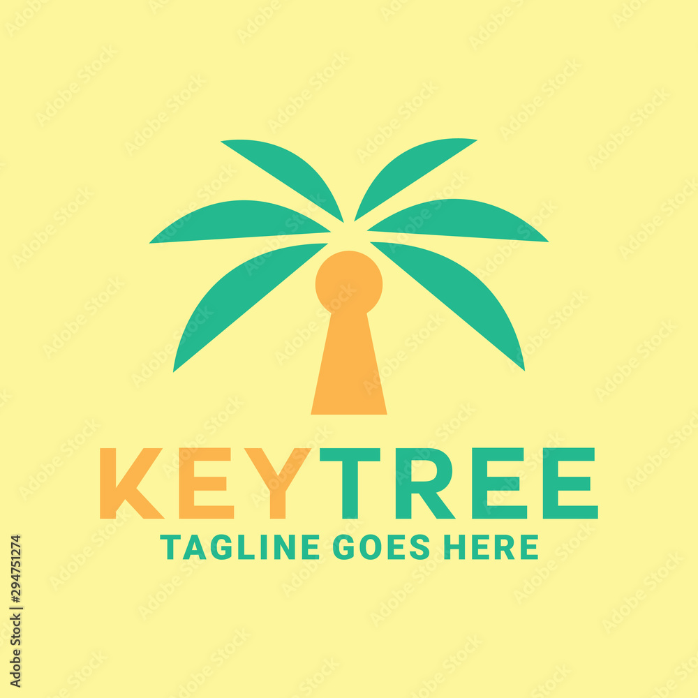 Key Tree Logo Design Inspiration For Business And Company Stock Vector