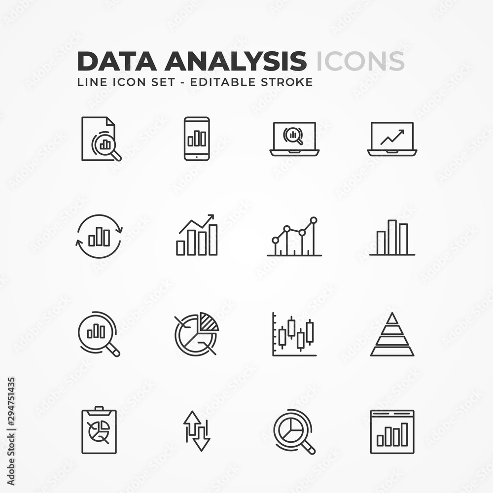 Simple Set of Data Analysis Related Vector Line Icons. Editable Stroke Simple Set of Data Analysis Related Vector Line Icons. Editable Stroke