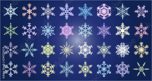 雪の結晶のベクター素材32個セット Snowflakes - 32pcs