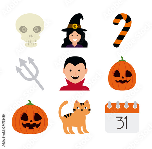 bundle halloween with set icons vector illustration design photo