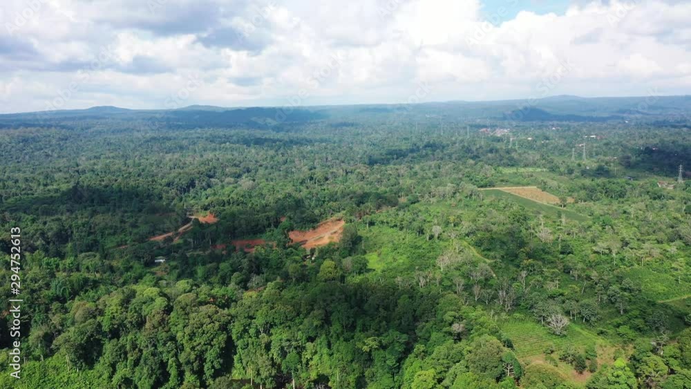 Scenic Aerial View over tropical forest at Paksong, Champasak province, south of Laos Scenic Aerial View over tropical forest at Paksong, Champasak province, south of Laos