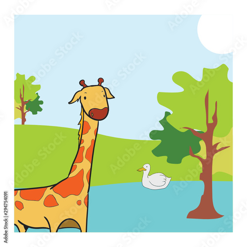 full color illustration of animals