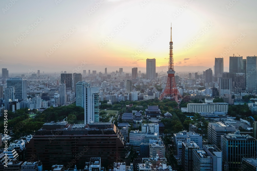 Tokyo, Japan , 17 April 2016 : Tokyo Tower is a communications and observation tower located in the Shiba-koen district of Minato, Tokyo, Japan. At 332.9 meters
