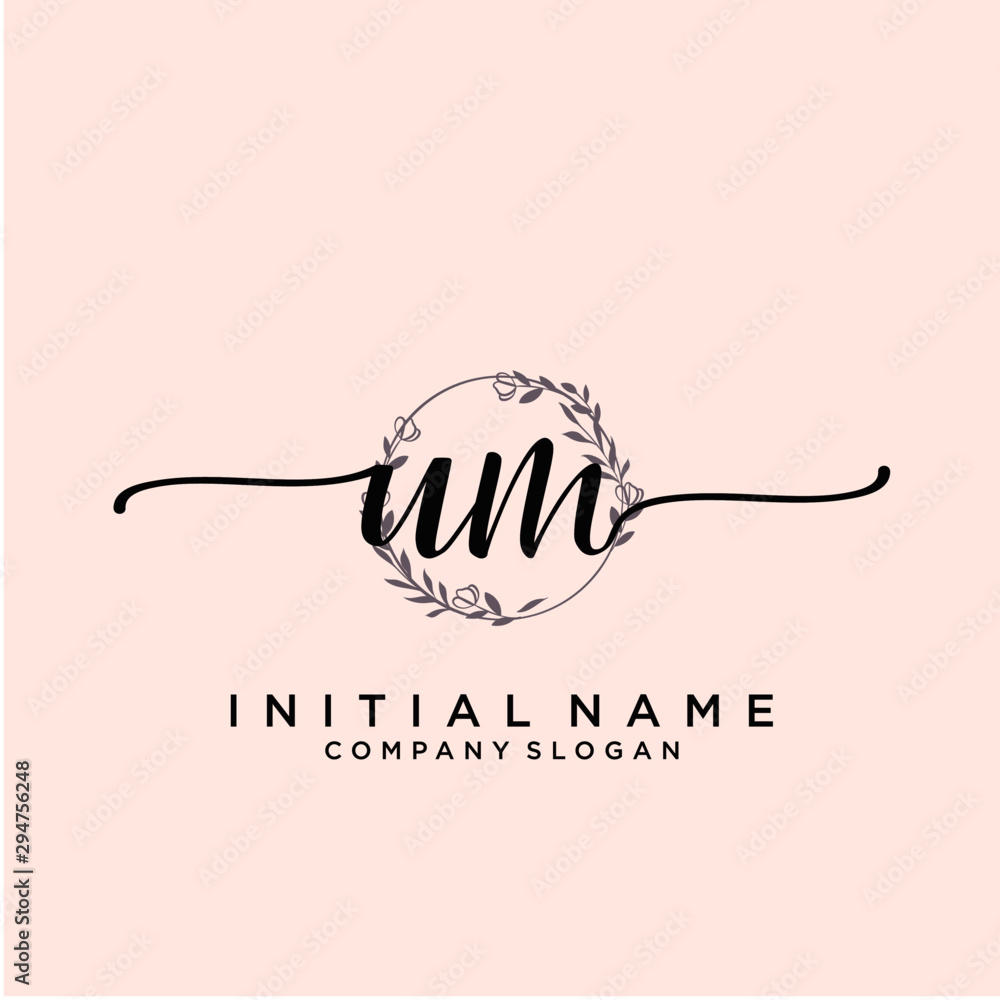 UM Beauty vector initial logo, handwriting logo. UM Beauty vector initial logo, handwriting logo.