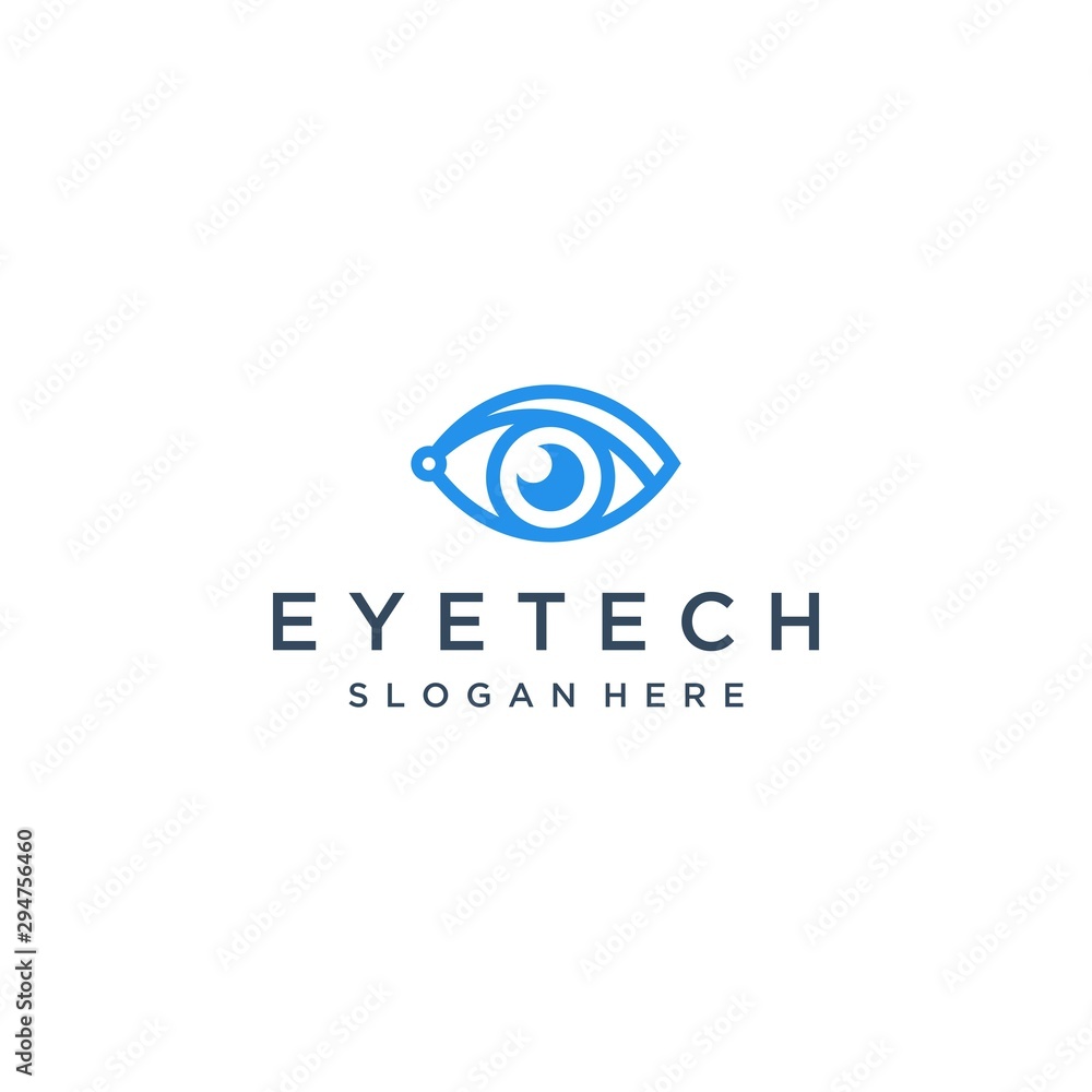 logo designs line art, eye with technology logo designs line art, eye with technology