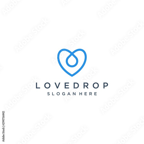 heart design logo with water droplets