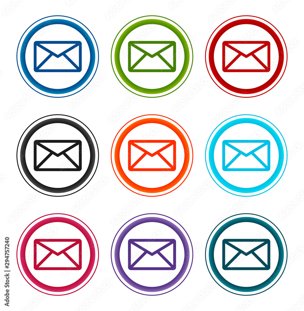 Email icon flat round buttons set illustration design Email icon flat round buttons set illustration design