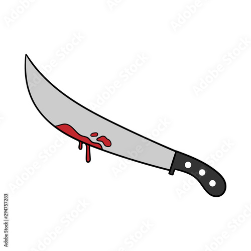 Cartoon Bloody Machete Vector Illustration