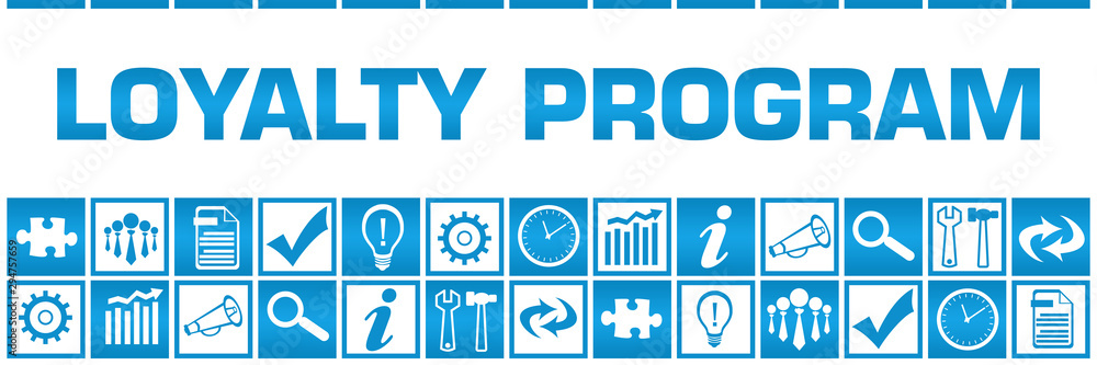 Loyalty Program Blue White Box Grid Business Symbols Loyalty Program Blue White Box Grid Business Symbols