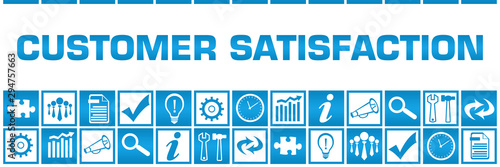 Customer Satisfaction Blue White Box Grid Business Symbols 