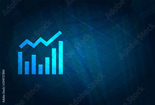 Statistics icon futuristic digital abstract blue background