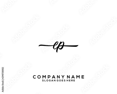 EP Initial handwriting logo template vector