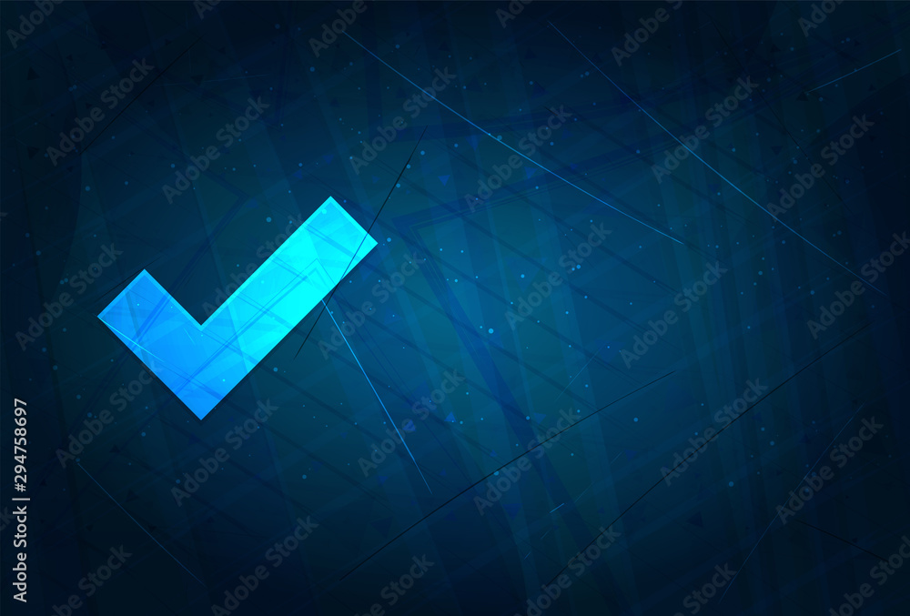 Fototapeta Tick mark icon futuristic digital abstract blue background
