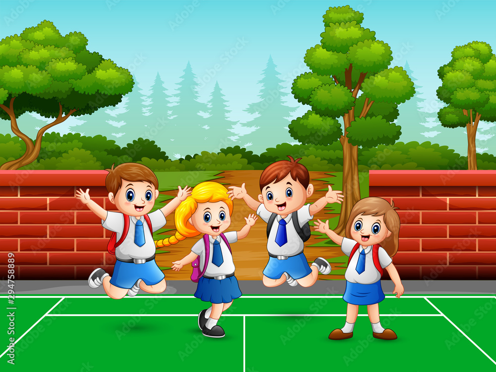 School children on the sport field School children on the sport field