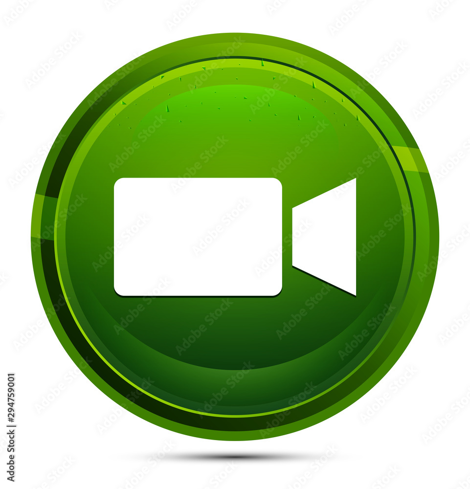 Video camera icon glassy green round button illustration Video camera icon glassy green round button illustration