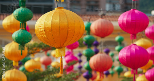 Colorful traditional chinese style lantern hanging outdoor for lunar new year