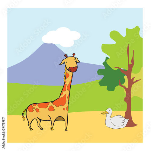 coloring page illustration of animals