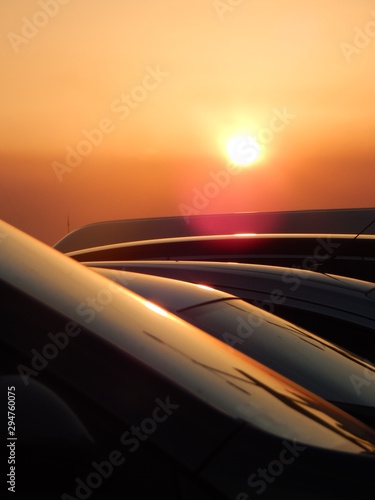 Sunset and cars
