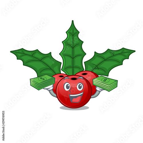 With money bag christmas holly berry with character shape