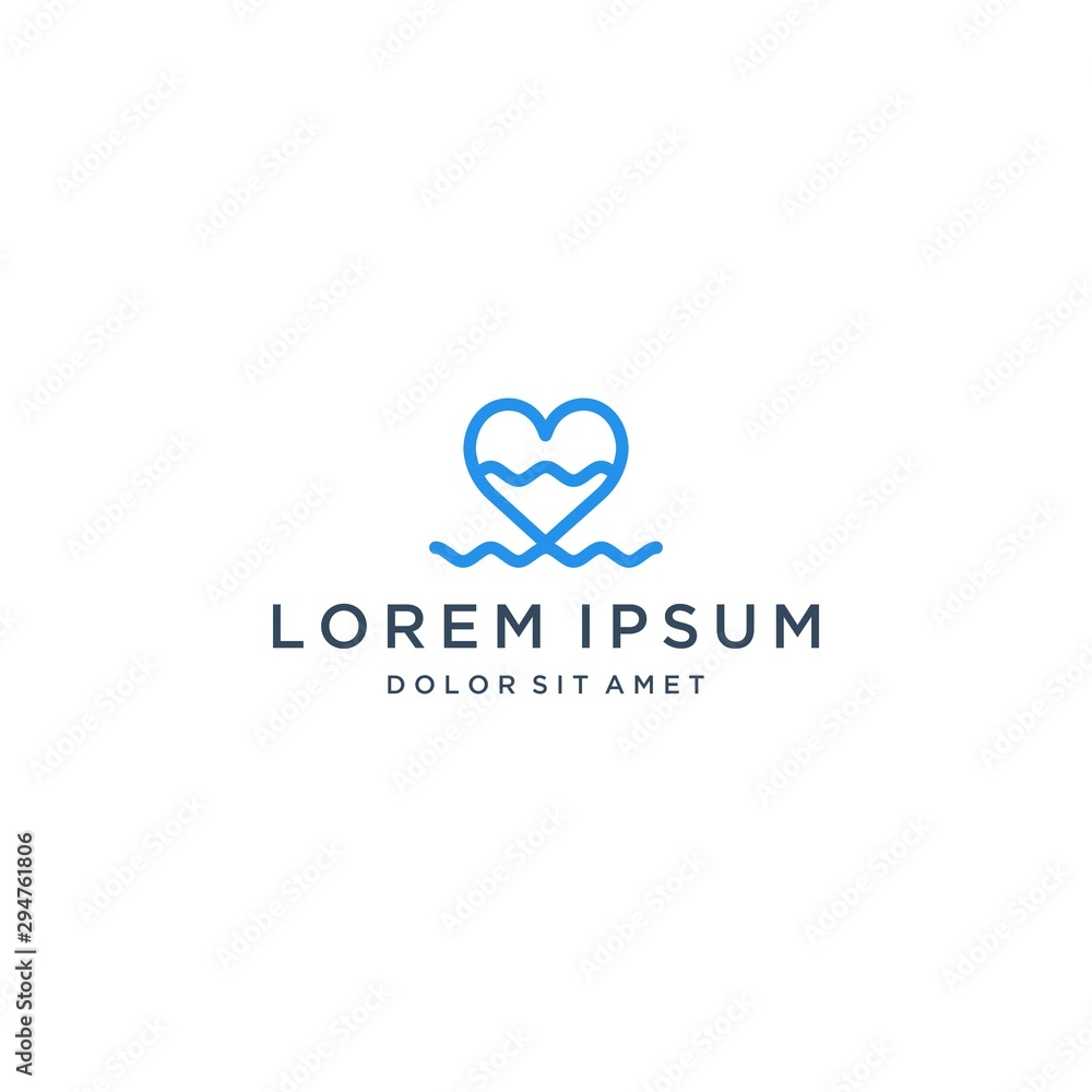 simple logo design or heart with waves simple logo design or heart with waves