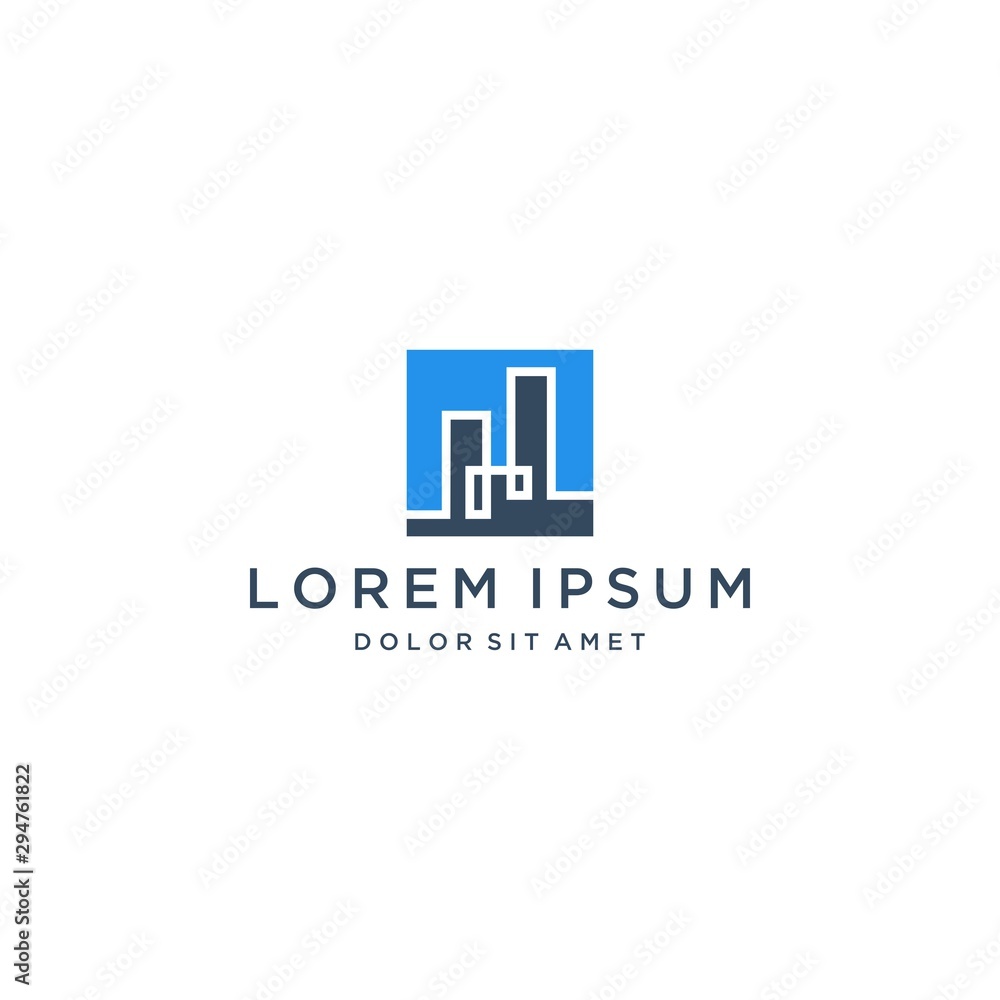 logo design building line art with boxes logo design building line art with boxes