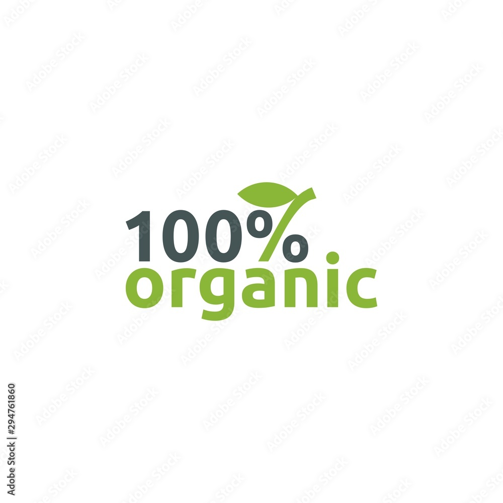 natural logo design, or 100% natural or percent with leaves
