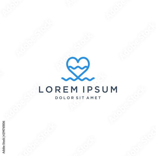 simple logo design or heart with waves