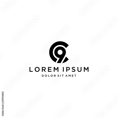 simple logo design or monogram or initials letters C and 9