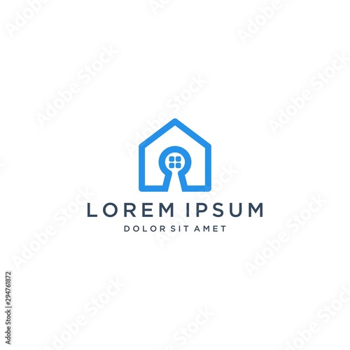 logo design of the security of a house or house with a keyhole