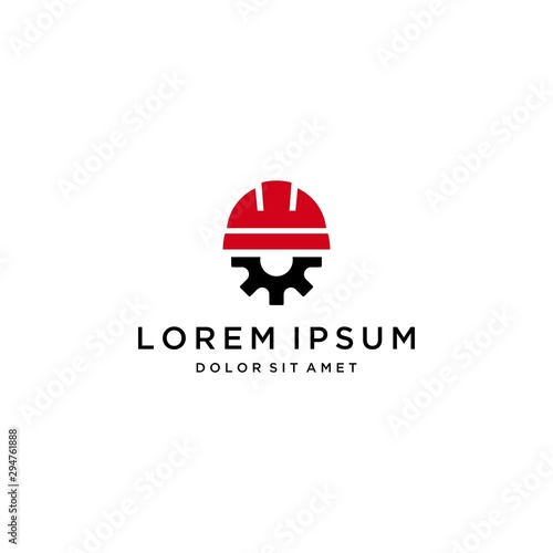 construction design logo or construction helmet with gear