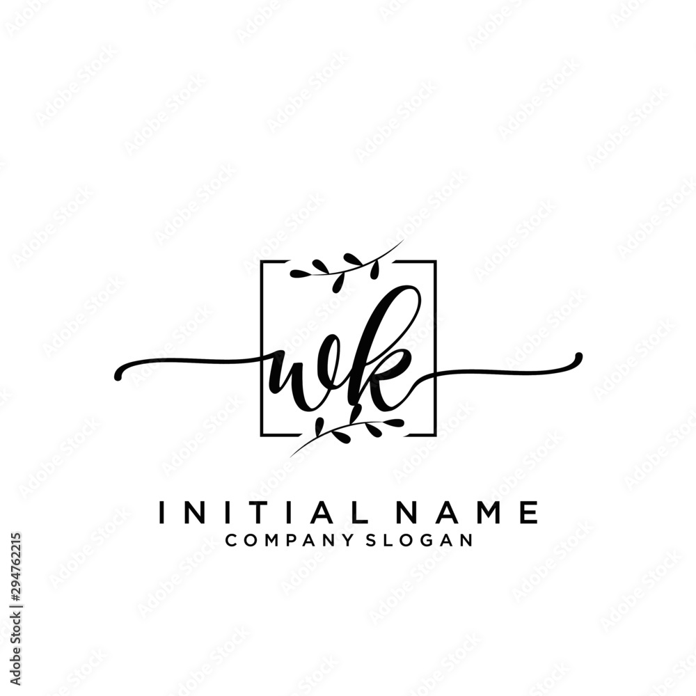 WK Beauty vector initial logo, handwriting logo. WK Beauty vector initial logo, handwriting logo.