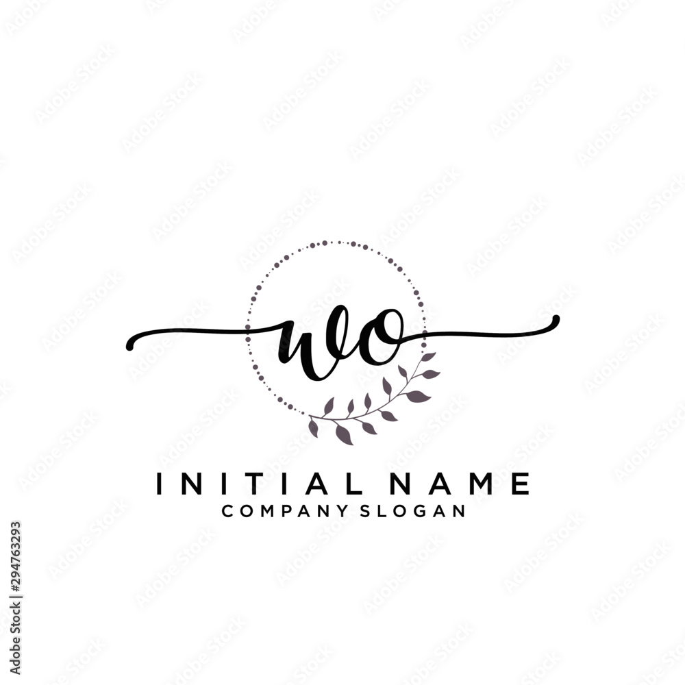 WO Beauty vector initial logo, handwriting logo. WO Beauty vector initial logo, handwriting logo.