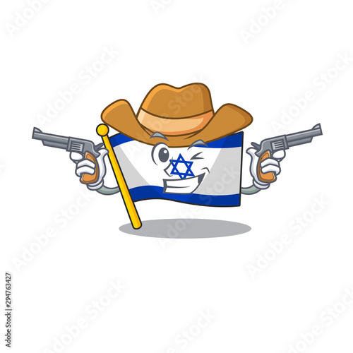 Cowboy flag israel isolated with the cartoon