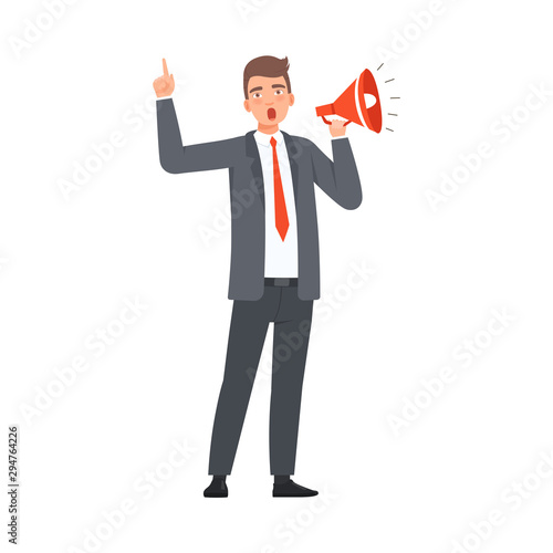 Leader Speaks In Shout character Illustration Vector