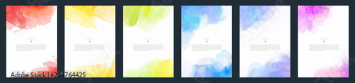 Set of light colorful vector watercolor A4 backgrounds for poster, brochure or flyer 