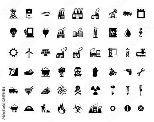 Factory and industry icon set vector design