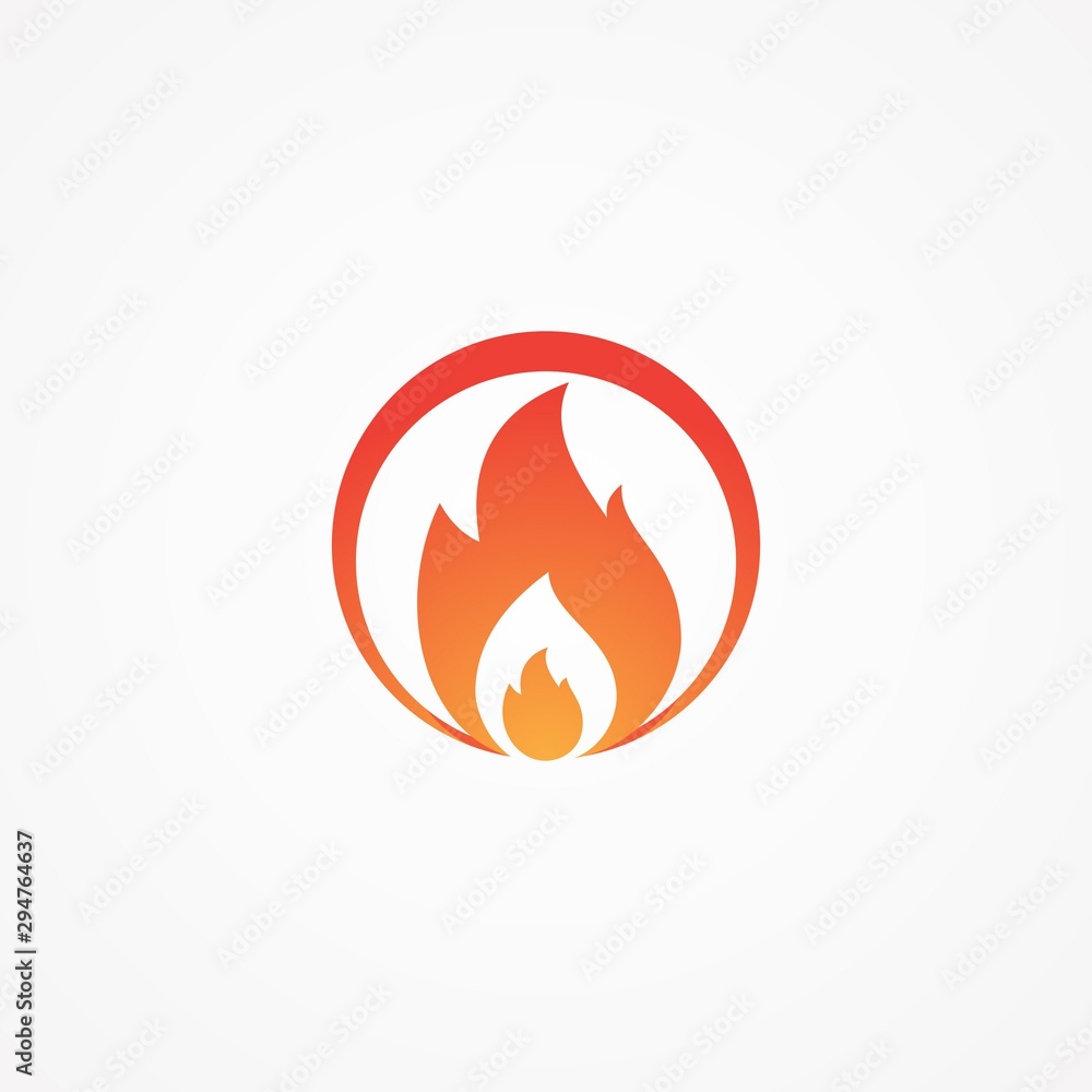 Abstract fire icon concept design shaped round emblem Abstract fire icon concept design shaped round emblem
