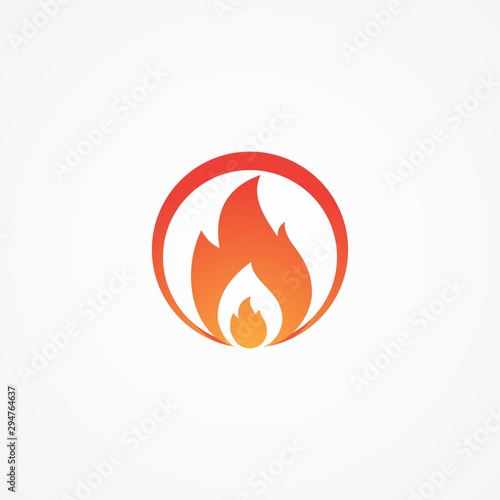Abstract fire icon concept design shaped round emblem