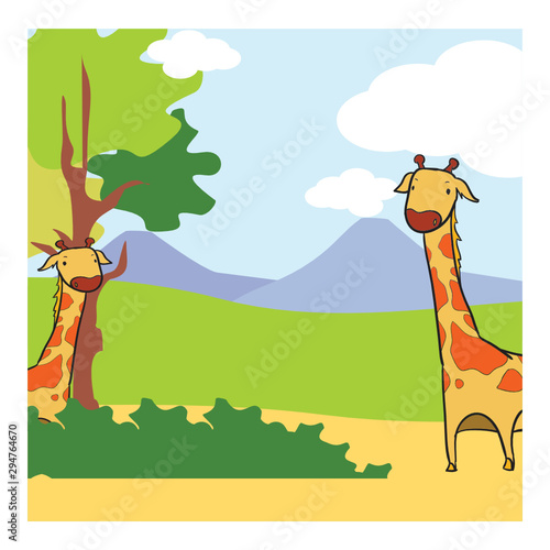 coloring illustration page of animals