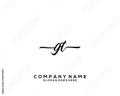 GT Initial handwriting logo template vector