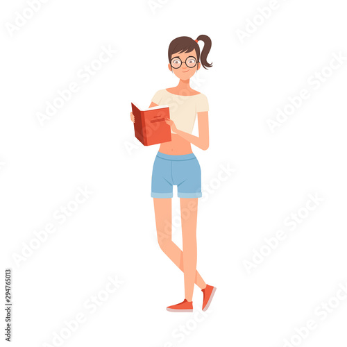 Reading Teenager character Illustration Vector on a white background