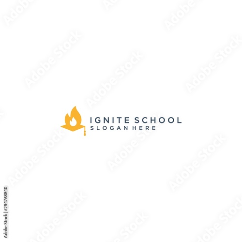 educational design logos or graduation caps with fire