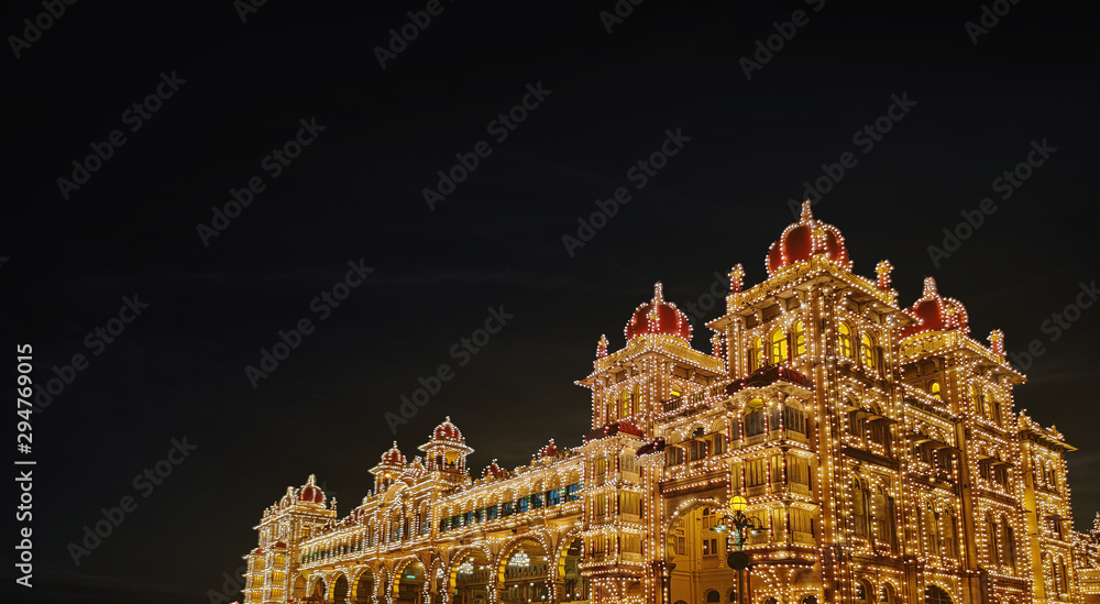 Mysore Palace lighting at Night dasara, Mysore, Karnataka Tourism foto