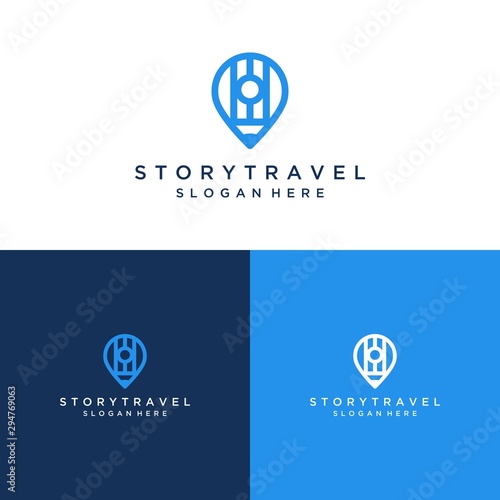 the author design logo, or pin with a pencil