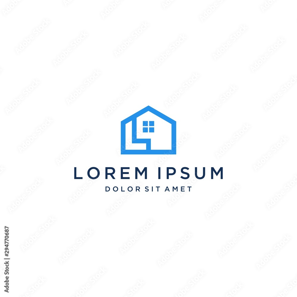 building design logo, or monogram or initials letter L with house building design logo, or monogram or initials letter L with house