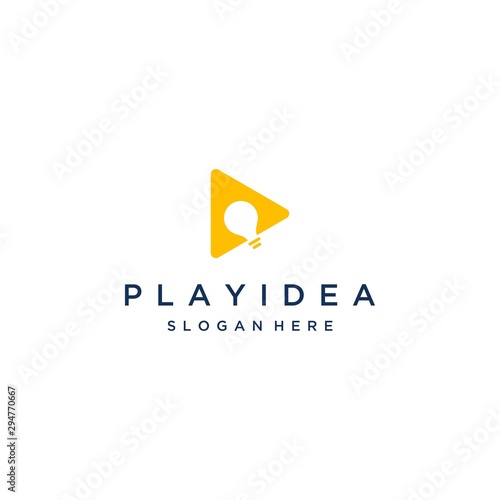 technology design logo, or play button with light bulbs