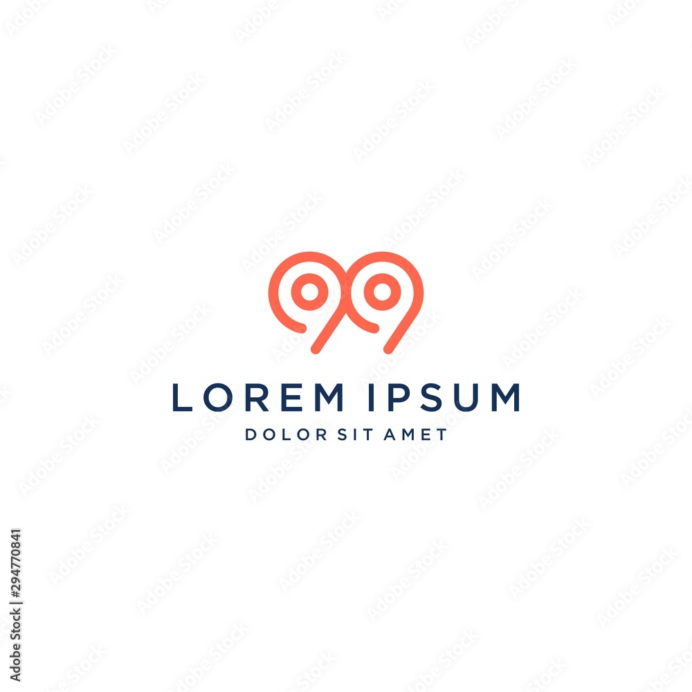 modern logo design, or monogram or initials number 99 modern logo design, or monogram or initials number 99