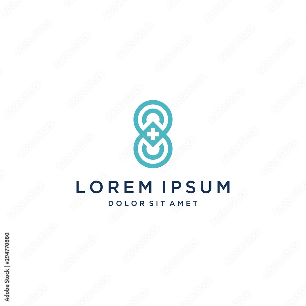 monogram logo design or initials number 8 with plus sign monogram logo design or initials number 8 with plus sign