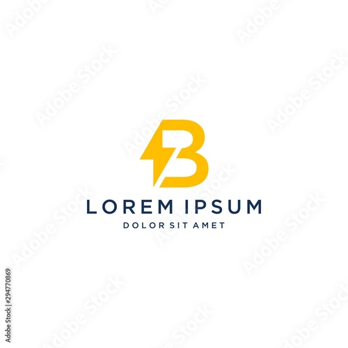electric logo design, or monogram or initials letter B with lightning