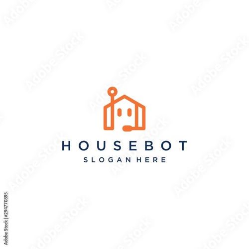 logo design technology, or robot with a house
